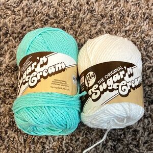 Sugar'n Cream Yarn Set - Aqua and White- 2.5 Oz- 2 pieces